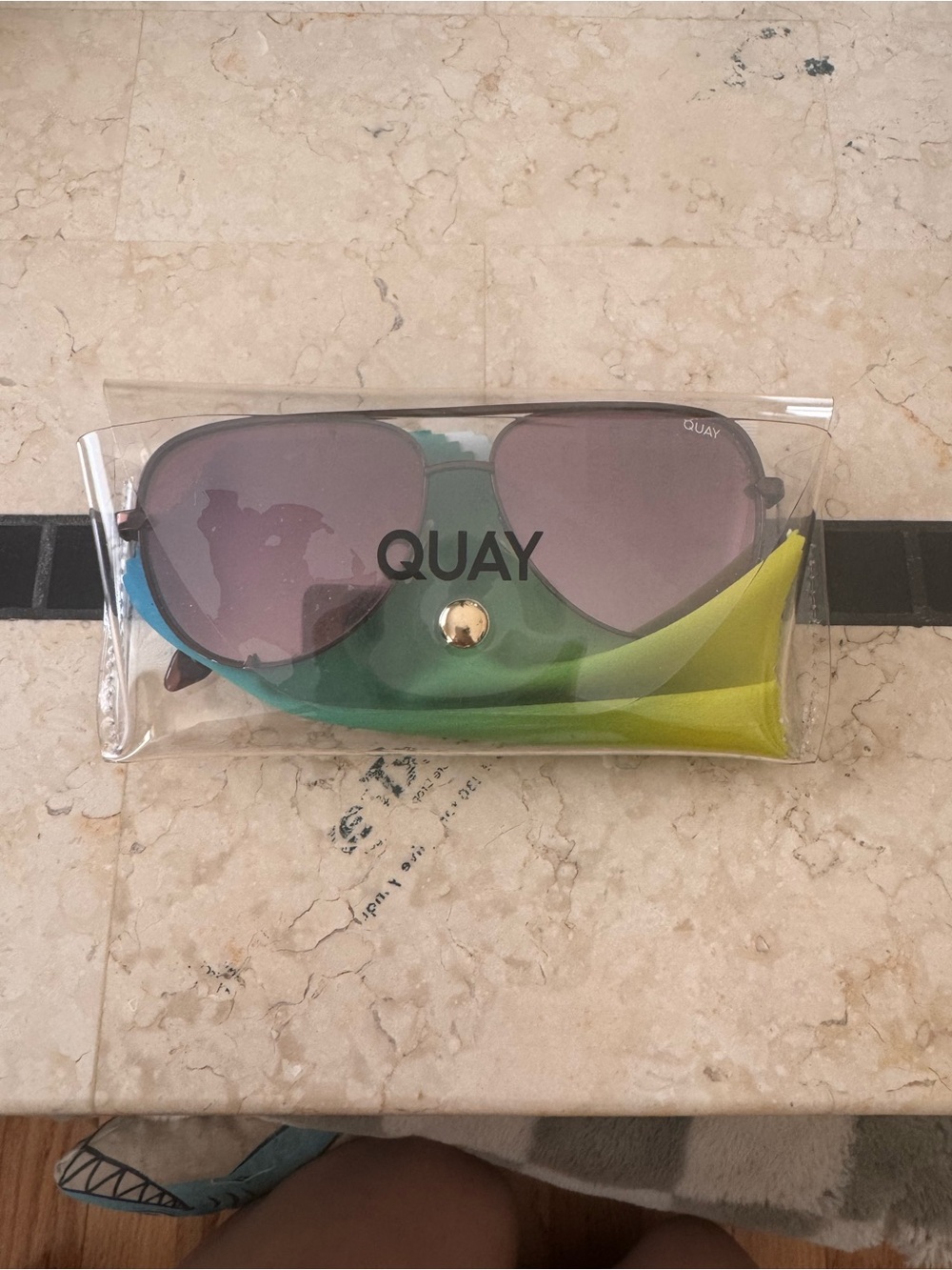 Quay Women’s Black Aviator Sunglasses with Purple Lens